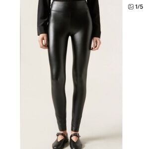 VILA Black Faux Leather Leggings